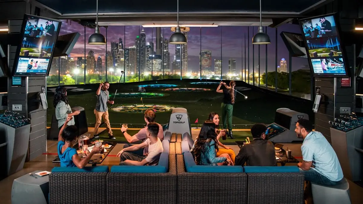 Interior of Topgolf Dubai, Dubai, UAE