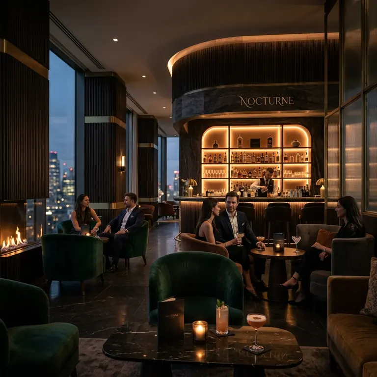 Premium lounge with a fireplace, seating, and a wall-mounted screen